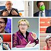 Eine Mischung aus bekannten und neuen Gesichtern: Sieben Mitglieder der neuen Landesregierung. Obere Reihe, von links: Winfried Herrmann ...