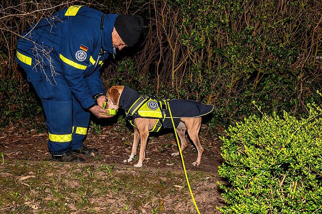 Auch Laika hat Wolfgang Stumpf gefunden und macht sich über ihre Belohnung her.