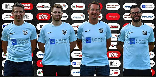 Funktionsteam: Um die U23 des SV 08 Laufenburg kümmern sich (von links) der spielende Co-Trainer Christoph Mathis, Athletiktrainer Dylan ...