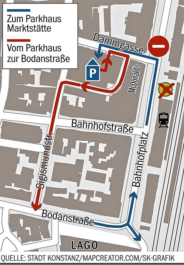Bild 1: Achtung! Aufgrund von Bauarbeiten gibt es eine nächtliche Sperrung am Bahnhofplatz
