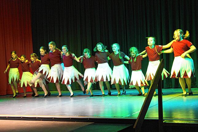 Die kleine Garde tanzt sich mit ihrer Einlage beim Bunten Abend in Eggingen in die Herzen der Zuschauer.