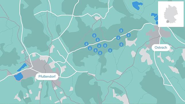 Der geplante Windpark zwischen Pfullendorf und Ostrach.