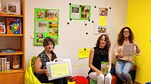 Die Löffinger Stadtbücherei mit Alice Esser, Michaela Willmann und Birgit Kuttruff (von links) lädt am Donnerstag zu einem Spieleabend ...