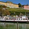 Das &bdquo;Kirchenschiff&ldquo;: Die historische Fähre &bdquo;Meersburg ex Konstanz&ldquo;, hier 2018 beim 90-jährigen Fährejubiläum im ...