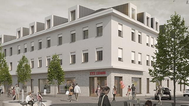 So soll der Neubau der Volksbank Hochrhein in der Tiengener Innenstadt aussehen. Fertigstellung soll Ende 2021/Anfang 2022 sein.
