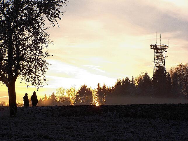 Kurz vor der Nebel kommt: Blick auf den Gehrenbergturm.