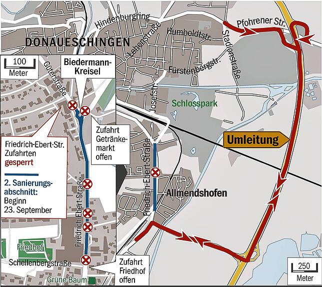 Vollsperrung Friedrich-Ebert-Straße: So wird umgeleitetQuelle: Stadt Donaueschingen