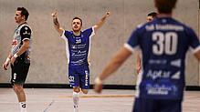 Robin Schmidt, TuS Steißlingen, nach Torerfolg beim Spiel TuS Steisslingen – SG Ohlsbach/Elgersweier 41:34.