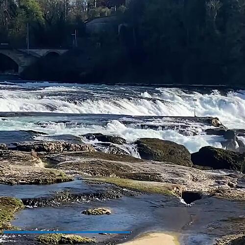 Niedrigwasser am Rheinfall gibt einen ungewohnten Anblick 