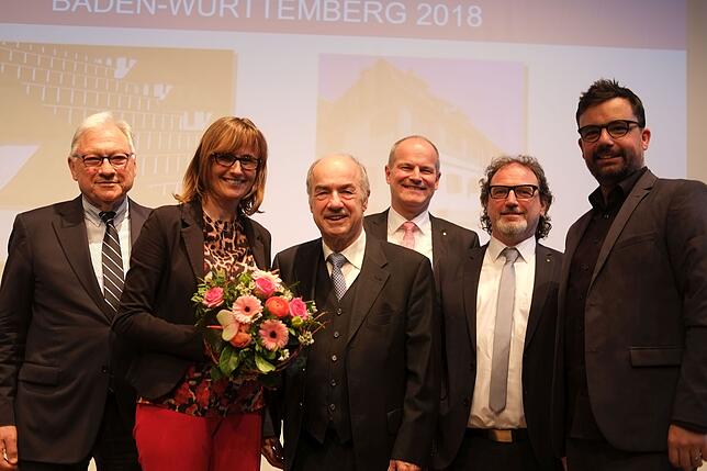 Bei der Denkmalschutzpreisverleihung: Der Vorstandsvorsitzende der Wüstenrot Stiftung, Joachim E. Schielke, Staatssekretärin Katrin ...