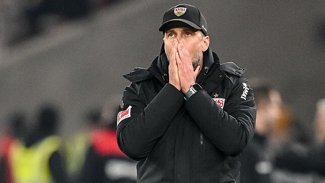 Stuttgarts Trainer Sebastian Hoeneß beim Spiel gegen Leverkusen: Seine Mannschaft stecke in einer „harten Phase“