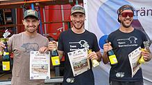 Sieger bei der 13. Enduro-Challenge der Expertenklasse wird Leo Steiert (Mitte) aus Eisenbach, vor Leo Schloms, Blumberg, (rechts) und ...
