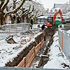 Ein Graben für bessere Wurzeln: Auf der Radolfzeller Mole haben jetzt die ersten Vorbereitungen für den Bau des neuen ...