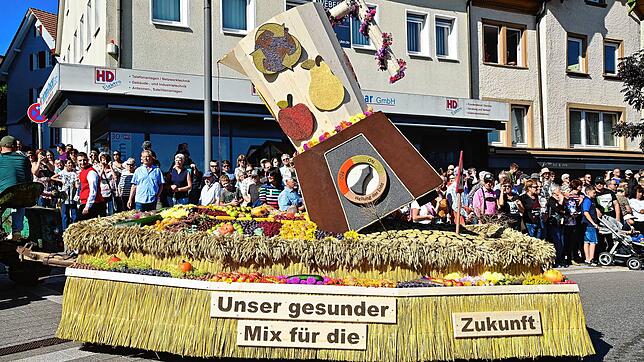 Beim großen Erntedankumzug am Sonntag stimmt einfach alles: Tausende Besucher bewundern bei Sonnenschein die mühevoll gestalteten ...