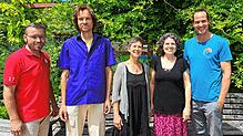 Bürgermeister Fabian Meschenmoser (von links), Timm Cebulla, Manuela Redlich, Sarina Gisa und Simon Neitzel.