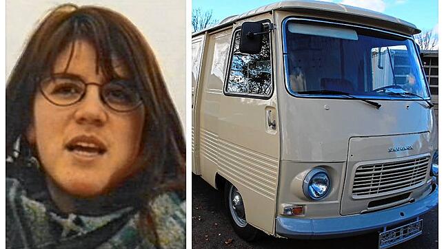 Ein von der Polizei geteiltes Bild der getöteten Eva Götz. Ein cremefarbener Kastenwagen, vergleichbar oder identisch mit dem im Bild ...
