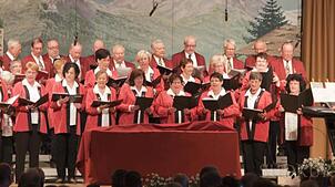Der Gemischte Chor Vilsingen mit dem musikalischen Leiter Manfred Saalmüller beim Jahreskonzert 2013.