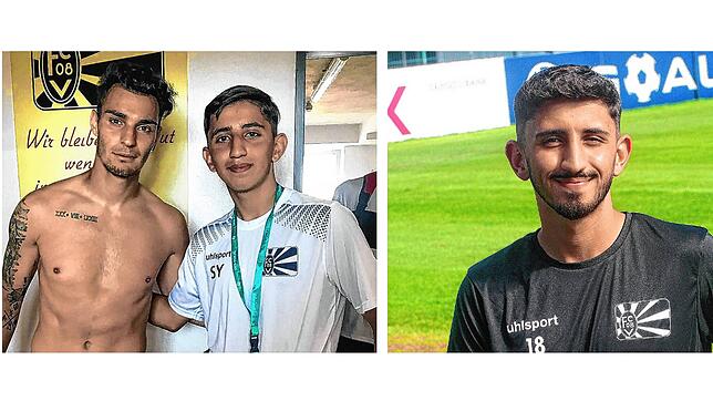 Der damals 16-jährige Villinger Samet Yilmaz mit dem ehemaligen Düsseldorfer Kaan Ayhan (linkes Bild) nach dem DFB-Pokalspiel des FC 08 ...