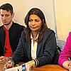 Kai Humphries, Derya Türk-Nachbaur und Saskia Esken stellen sich den Fragen der Bürger im Café am Riettor.