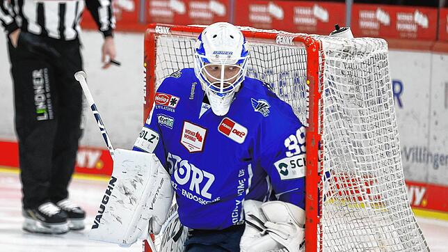 Marvin Cüpper hütet in Wolfsburg das Tor der Schwenninger Wild Wings.
