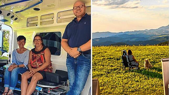 Barbara Reiß, Sandra Diemand und Mario Steffens (von links) im Jahr 2022, als der Wünschebus Südbaden 2022 bereit für den Einsatz war, ...