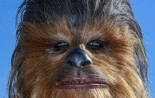 So kannten und liebten seine Fans Peter Mayhew – als „Star Wars“-Charakter Chewbacca. In diesem Kostüm steckt jedoch ...