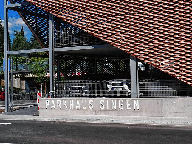 Das neue Parkhaus trägt den Namen Parkhaus Singen.