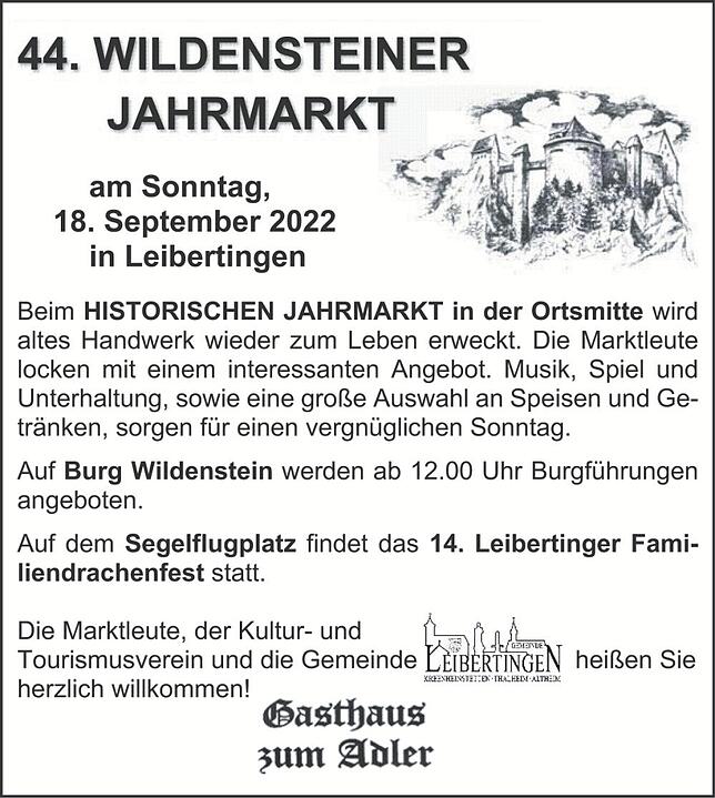 Bild 1: Wildensteiner Jahrmarkt: Altes Handwerk, Musik und Flug-vergnügen in Leibertingen