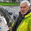 Jürgen Bischoff auf der Dachterrasse des Clubhauses Lände. Unter ihm der Ponton, an dem die Wapo-Boote festgemacht hatten. Das ...