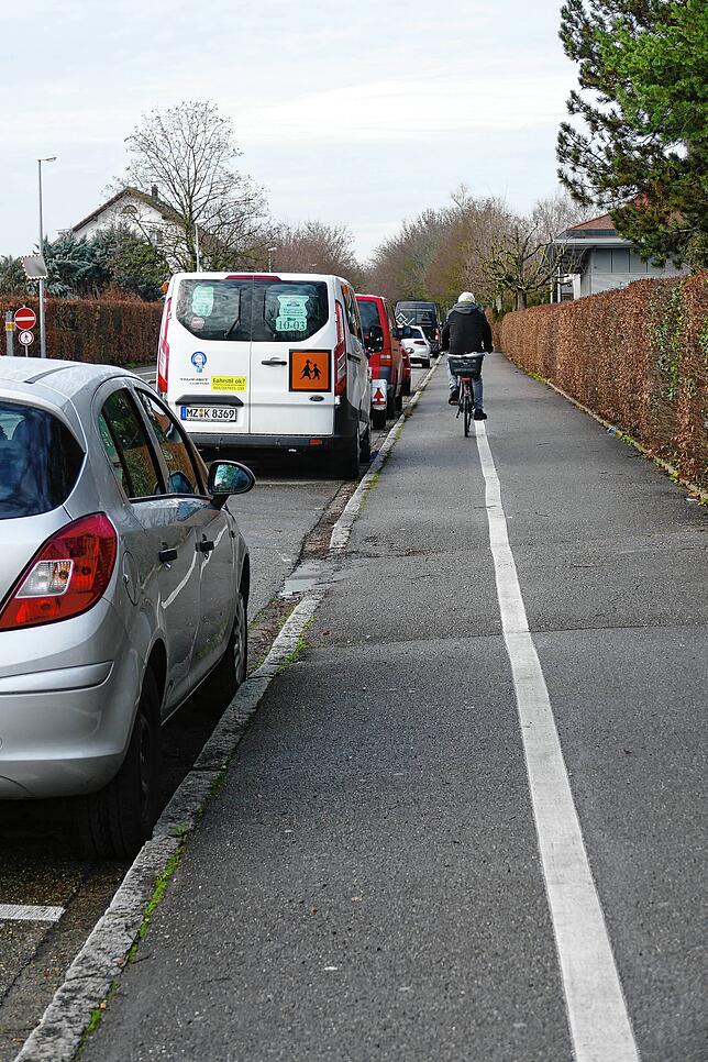 Den Radweg in der Werderstraße findet die IG zu schmal, auch weil Autos direkt am Radweg parken.