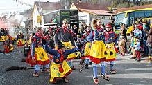 Junge Nellenburger Waldhexen beim Narrentreffen in Winterspüren im vergangenen Jahr.