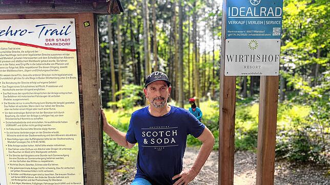 Ansgar Oker ist leidenschaftlicher Mountainbiker und Initiator des Gehro-Trails, der einzigen legalen Mountainbike-Strecke am Gehrenberg.