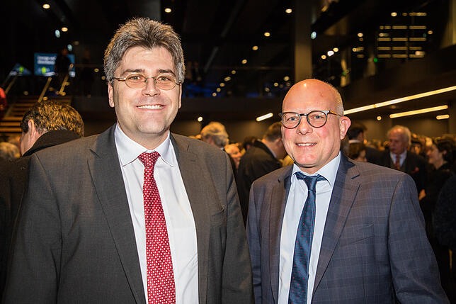 Martin Kistler, Landrat des Landkreises Waldshut, und Kai Oldenburg, SÜDKURIER-Lokalleiter der Redaktion Waldshut.