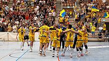 Die Spieler der HSG Konstanz wollen auch in der zweiten Partie in eigener Halle jubeln, so wie hier gegen Waiblingen.