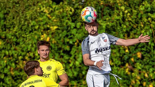 Stark: Patrik Braun (rechts) steigt beim 3:2-Sieg des VfB Waldshut gegen den FV Herbolzheim hoch zum Kopfball.