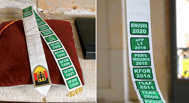 Es ist eine der höchsten Auszeichnungen für einen militärischen Verband. Auf dem Fahnenband „Einsatz“ sind alle Einsätze des ...