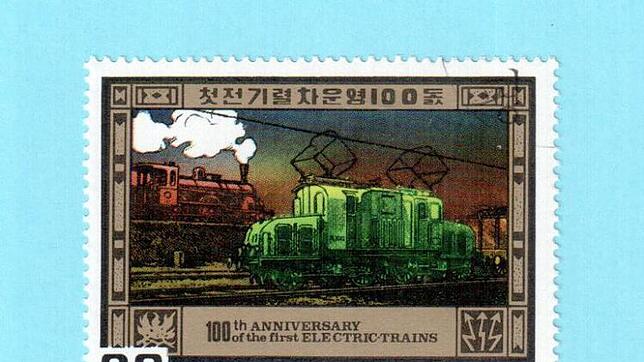 Eine nordkoreanische Briefmarke mit der Wehratalbahn.
