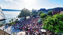Eines der Höhepunkte: Beim Spiel Deutschlnad gegen Ungarn in der Vorrunde waren wohl die meisten Besucher auf dem Landungsplatz. Immer ...