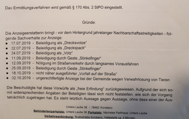 Schreiben der Staatsanwaltschaft Konstanz vom 2. April 2020