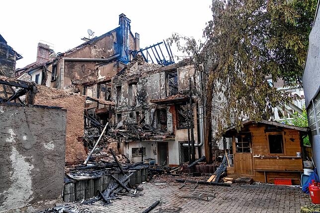 Die Gebäude in der Villinger Innenstadt sind völlig ausgebrannt.