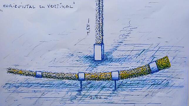 Der Entwurf zu &bdquo;Horizontal zu Vertikal&ldquo; von Josef Briechle. Repros: Wilfried Dieckmann