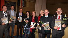 Die Autoren Heinrich Maulhardt (von links) Kilian Fehr, Robert Neisen, Annemarie Conradt-Mach, Monika Spicker-Beck, Ute Grau und Casimir ...