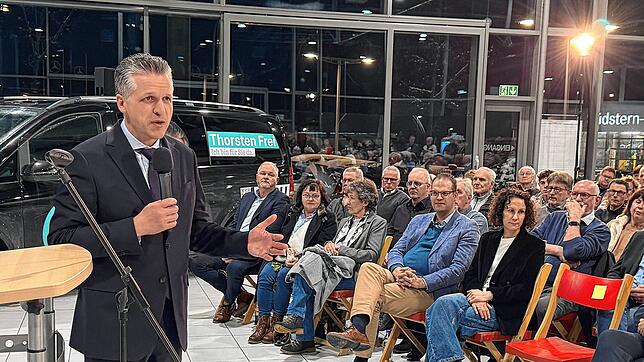Der CDU-Bundestagsabgeordnete und ehemalige Oberbürgermeister Thorsten Frei bei seinem Wahlkampfauftritt in Donaueschingen. Bilder: ...