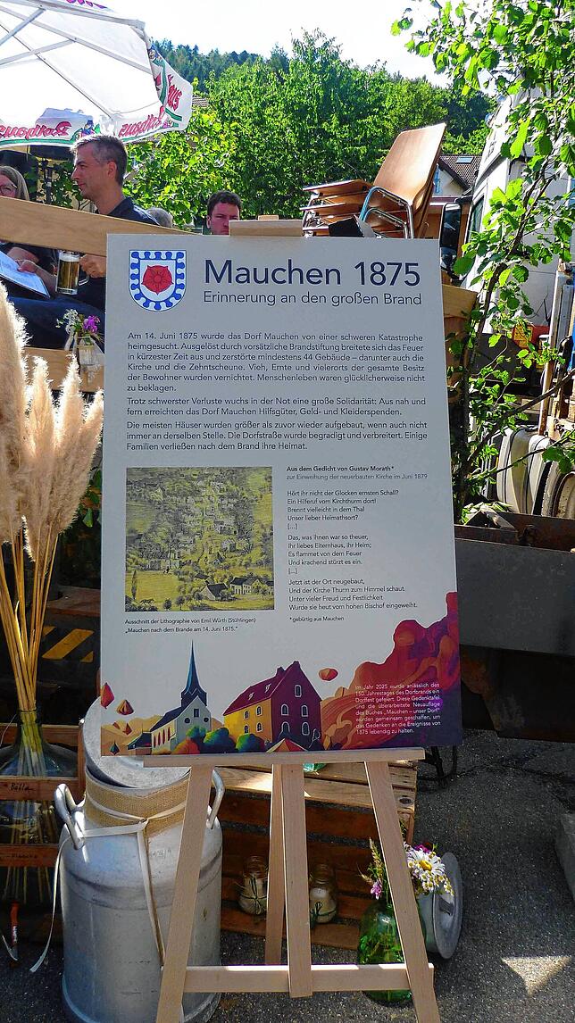 Die Gedenktafel zum Dorfbrand