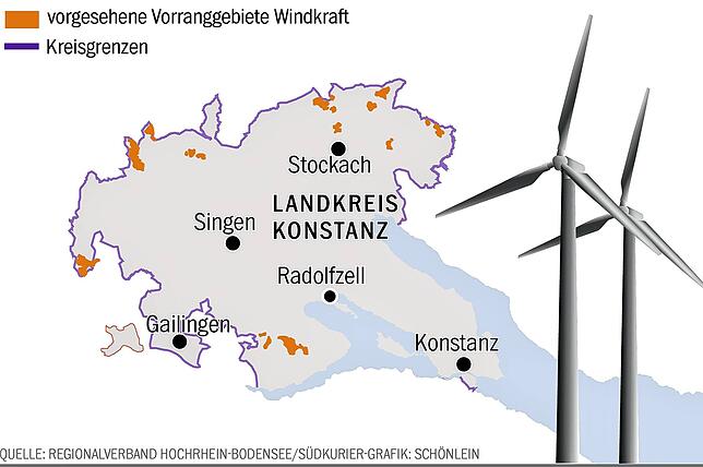 Bild 2: Große Mehrheit für Windenergieplanung: In drei Landkreisen blieben 40 Flächen für Windräder