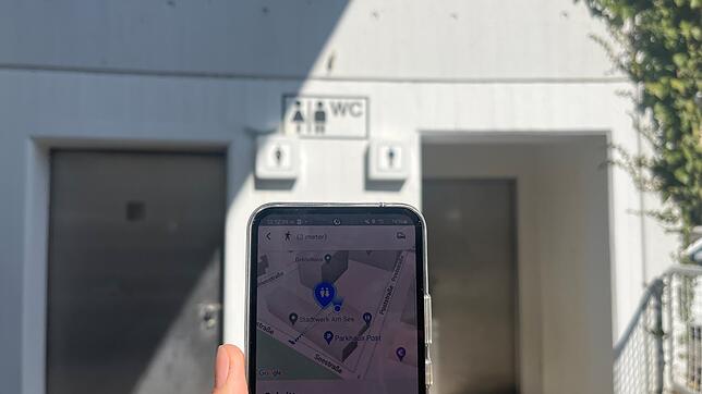 Gefunden: Mit der App fällt der Weg zur nächsten Toilette einfacher. Hier im Beispiel die WC-Anlage am Parkhaus Post.