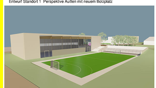 Das ist die Vorentwurfsvariante, für die sich der Ortschaftsrat ausspricht: Hier eine Außenansicht mitsamt dem vor der Halle liegenden ...