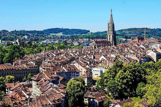 Die Dächer der Altstadt in Bern.
