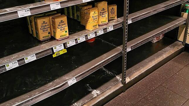 Eine SÜDKURIER-Leserin dokumentiert die leeren Regale und Kühltruhen in einem Supermarkt in der Doppelstadt.