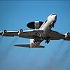 Ein Aufklärungsflugzeug vom Typ Awacs beim Start in Geilenkirchen (Nordrhein-Westfalen) auf dem dortigen Nato-Luftwaffenstützpunkt ...